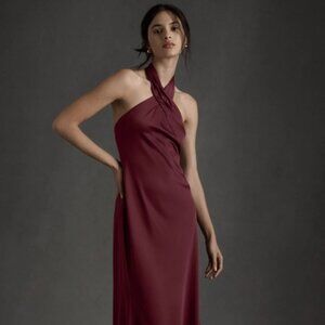 Anthropologie Ruby Twist Satin Gown